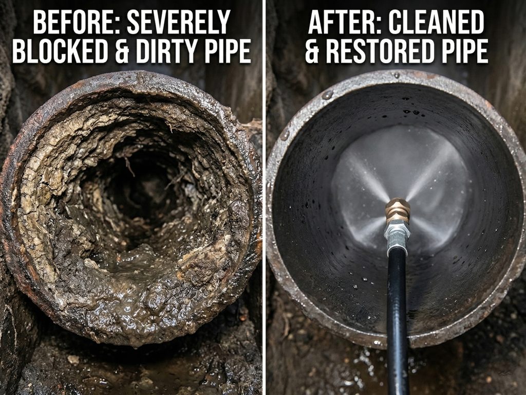Hydro Jetting Services Before and After